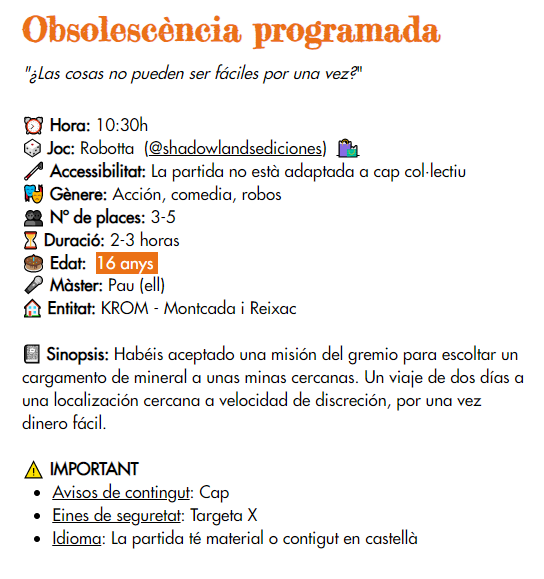 ALC_Stronghold's tweet photo. Els companys de @ClubrolM ens porten partida de #robotta al #XIIEpicDay! una aventura de #scific, #comedia i #accio, t'apuntes? Tenim doble torn: matí i tarda!

 ℹ️ més informació https://t.co/97d5qQoB9K
📝 inscripcions: https://t.co/SawWqCZEVS

#rol #rolbarcelona #EpicDay https://t.co/LMuFNNMpAt