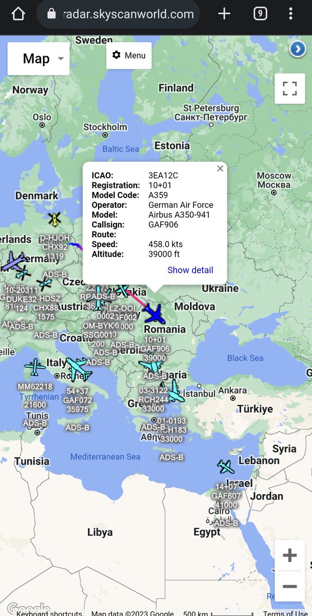 scan_sky's tweet photo. German Air Force 🇩🇪 - A350-941 - 10+01 - #GAF906

Departed From Berlin Brandenburg Airport 🇩🇪

Aboard Is German Chancellor Olaf Scholz 🇩🇪 Heading To Hiroshima, Japan 🇯🇵 To Attend The #G7Summit. https://t.co/z1s7jsCffa