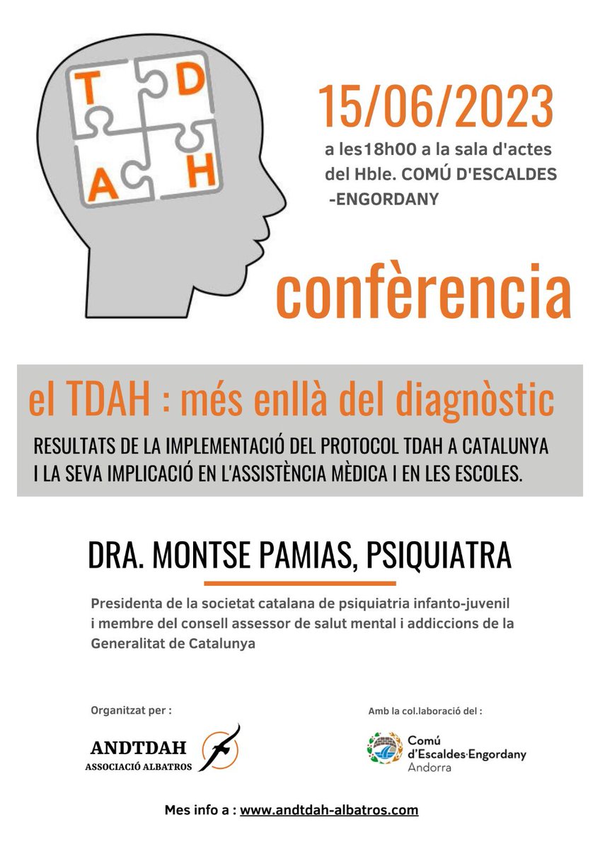 FcafaT's tweet photo. El #TDAH: més enllà del diagnòstic.

L'associació @AndTdah organitza aquesta xerrada amb la @MontsePamiasM, membre del Comitè Científic i Assessor de la FCAFA-TDAH i la col•laboració de @comuee

https://t.co/s9bsTmK2ZK https://t.co/GonU0KfLy3
