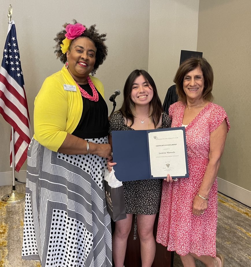 David Hong (@dbhs_principal) on Twitter photo Congratulations to our 2023 Diamond Bar Women’s Club Scholarship winners, Dawson Lam, Jocelyn Melisa Vera Herrera, and Jasmine Matsuda! Thanks to Supt. Dr. Taylor, Board President Ruiz, & Board Members Dr. Torng & Mrs. Abou-Taleb for your support! <a href="/DiamondBarHS1/">Diamond Bar High School (official)</a> <a href="/WVUSD_Tweet/">Walnut Valley USD</a> Congratulations to our 2023 Diamond Bar Women’s Club Scholarship winners, Dawson Lam, Jocelyn Melisa Vera Herrera, and Jasmine Matsuda! Thanks to Supt. Dr. Taylor, Board President Ruiz, & Board Members Dr. Torng & Mrs. Abou-Taleb for your support! <a href="/DiamondBarHS1/">Diamond Bar High School (official)</a> <a href="/WVUSD_Tweet/">Walnut Valley USD</a>