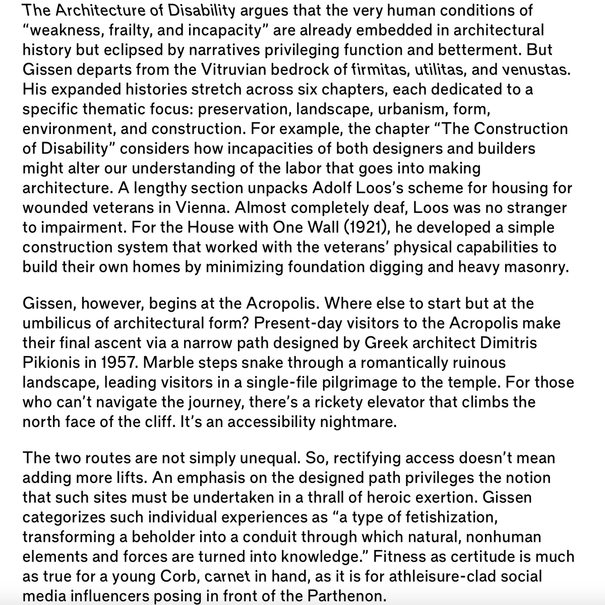 New York Review of Architecture (@nyreviewofarch) on Twitter photo "His observation leaves me breathless for a moment, as if eyes opened on the typeset page and stared right at the impairment I’ve masked for a decade..."
Just posted today: <a href="/loudpaper/">mimi zeiger</a>'s review of the Architecture of Disability, by <a href="/davidgissen/">David Gissen</a>
nyra.nyc/articles/stumb… "His observation leaves me breathless for a moment, as if eyes opened on the typeset page and stared right at the impairment I’ve masked for a decade..."
Just posted today: <a href="/loudpaper/">mimi zeiger</a>'s review of the Architecture of Disability, by <a href="/davidgissen/">David Gissen</a>
nyra.nyc/articles/stumb…