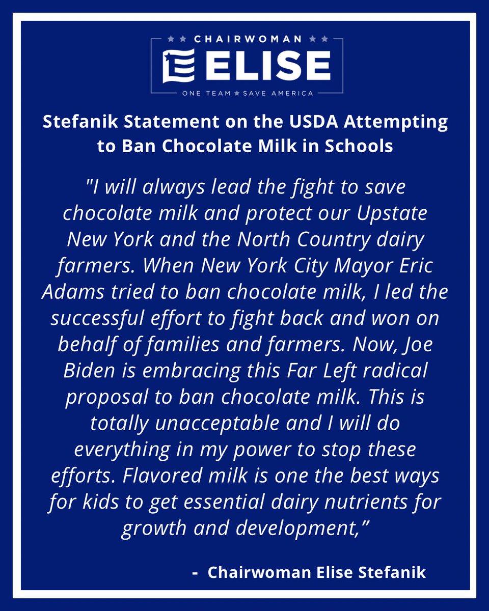 Elise Stefanik on Twitter "My statement on the USDA attempting to ban