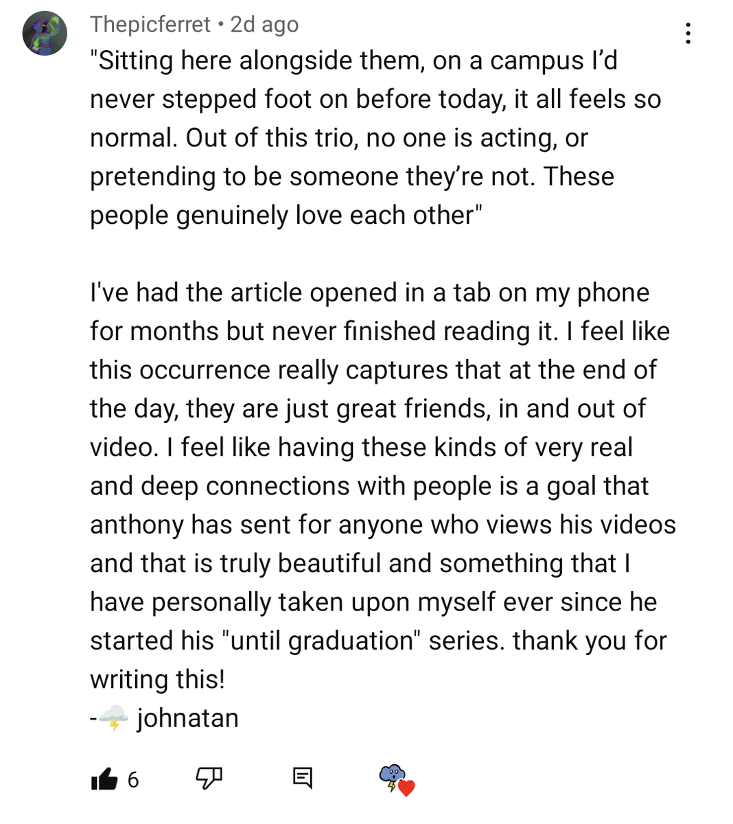 bynategl's tweet photo. @anthpo An update: Not sure what I was expecting, but truly blown away by some of the feedback + comments on this video.

Ppl see their favorite creators as more than just content machines imo. Glad a longform, magazine-ish story could play a (very) small role in documenting that. https://t.co/R1c4Ar4e3Y