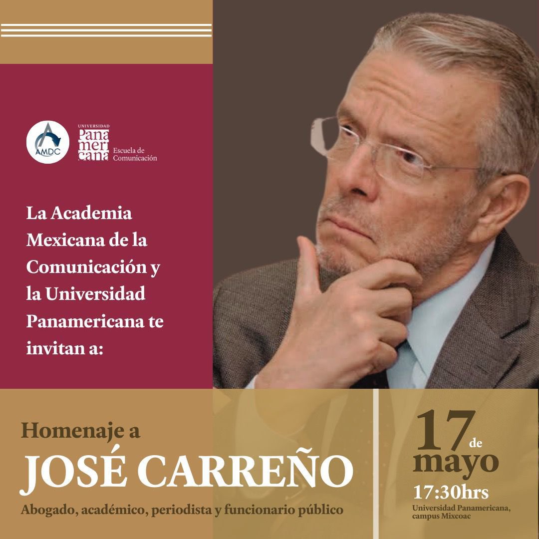 Paulo Carreño (@paulocarreno) on Twitter photo Hoy, la <a href="/UPMexico/">Universidad Panamericana Ciudad de México</a> y la Academia Mexicana de la Comunicación <a href="/amdc_mx/">Academia Mexicana de la Comunicación</a> hacen un homenaje a la trayectoria de mi padre, <a href="/JoseCarreno/">José Carreño Carlón</a>, y yo no puedo estar más honrado. Gracias a don Ricardo Homs y Dr. Mariano Navarro por la iniciativa. Gracias a los amigos queridos que participarán. Hoy, la <a href="/UPMexico/">Universidad Panamericana Ciudad de México</a> y la Academia Mexicana de la Comunicación <a href="/amdc_mx/">Academia Mexicana de la Comunicación</a> hacen un homenaje a la trayectoria de mi padre, <a href="/JoseCarreno/">José Carreño Carlón</a>, y yo no puedo estar más honrado. Gracias a don Ricardo Homs y Dr. Mariano Navarro por la iniciativa. Gracias a los amigos queridos que participarán.