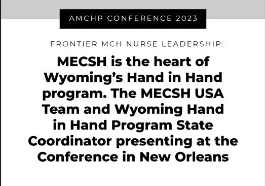 Congratulations to the MECSH USA team and Candice from WY who presented at the Association of Maternal &amp; Child Health Programs Conference 2023 held in New Orleans recently.