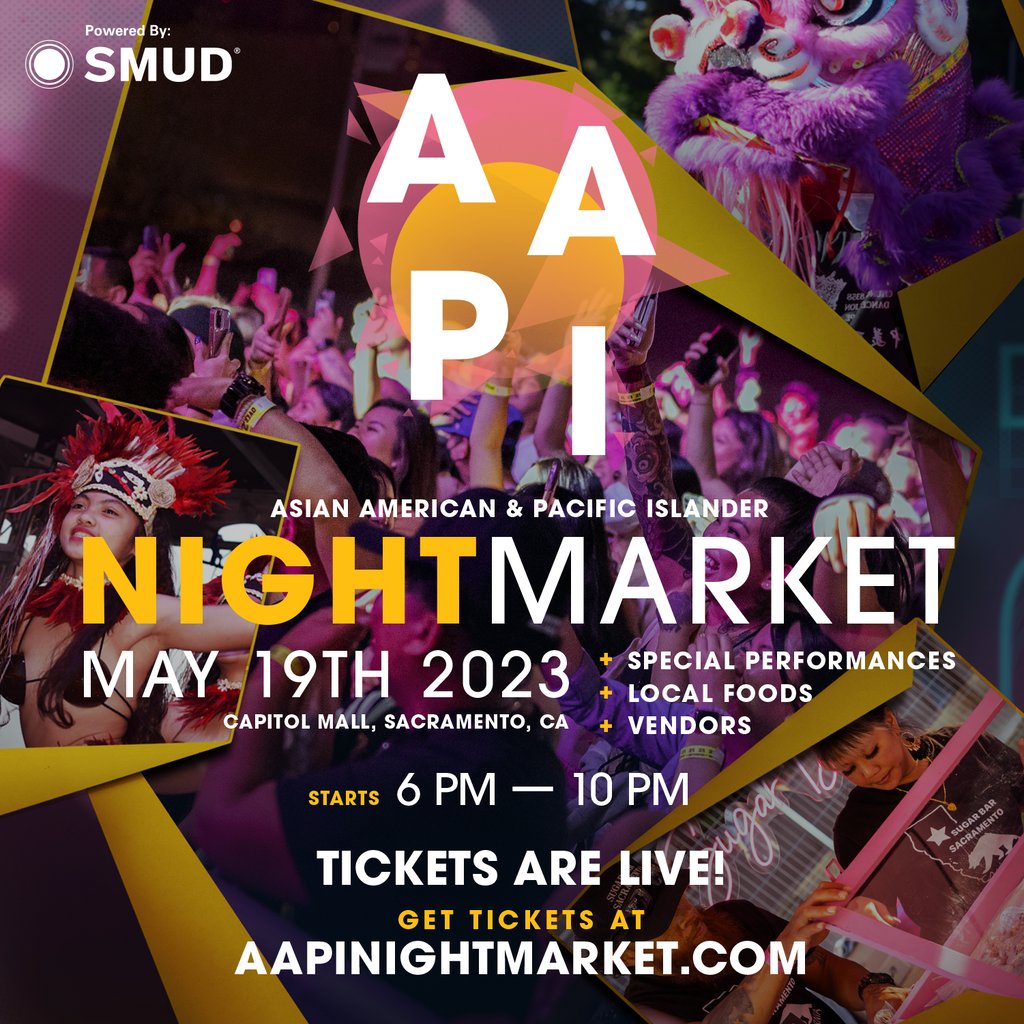 WatchChimeTV's tweet photo. Celebrate summer and AAPI culture at the #AAPINightMarket in Downtown Sacramento on May 19! 🍜🎤🎶
🎟️ Grab tickets at https://t.co/kzTMbKmZCH.
#SacAsianChamber #ShopAAPI #ChimeTV #ChimeUP #AsianHeritageMonth #Events #Sacramento @SACCTEAM https://t.co/iH7KdN2pVw