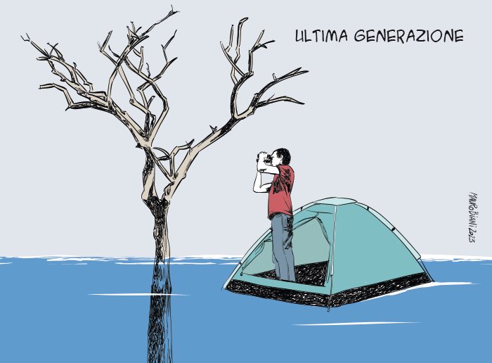 “#UltimaGenerazione”

Bravissimo, immenso Mauro, grazie...💔👏

#Biani !❣️

#EmiliaRomagna e #Marche
#Alluvione

#CambiamentoClimatico
#EmergenzaClimatica
#ClimateEmergency

#GlobalWarming

Come non dare ragione a questi ragazzi, nelle tende e fuori.

<a href="/maurobiani/">Mauro Biani</a>
<a href="/repubblica/">Repubblica</a>