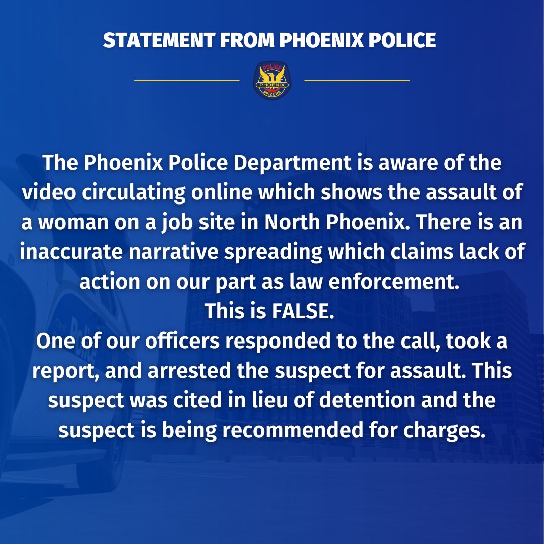 Our statement on misinformation circulating about an assault suspect.