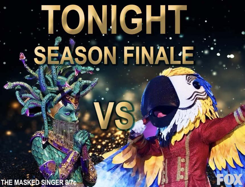 #TheMaskedSinger season finale is TONIGHT! 

Who y’all got!?

Best of luck to #Macawmask and #Medusamask, join me at 5 pm PT /8 pm ET on @foxtv to see who will be crowned the winner! 🏆