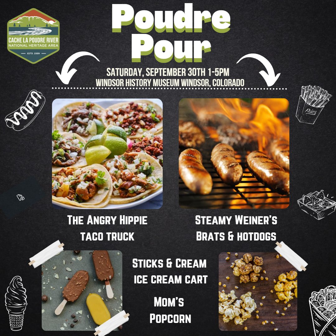 Did someone say FOOD TRUCKS👀

Announcing this year's food options for the Poudre Pour!

We've got something for everyone (vegetarian options are available) 

Early bird tickets are on sale JUNE 1ST, check out our website for a recap of last year's pour🍻

poudrepour.com