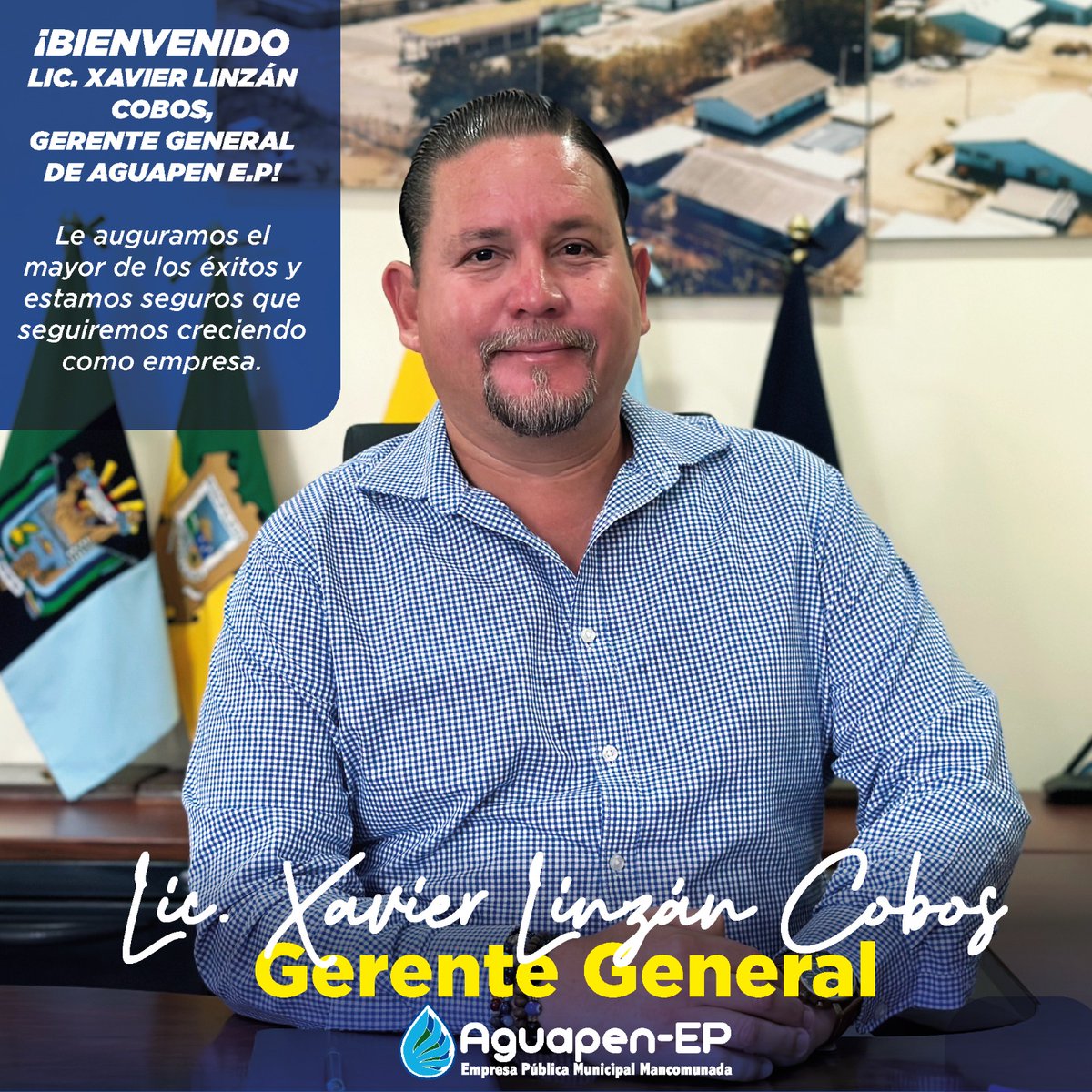 Aguapen_Ep's tweet photo. ✔ Lcdo. Xavier Linzán Cobos. 
Gerente General de Aguapen EP

#AguapenEP https://t.co/G13dmbGIs0