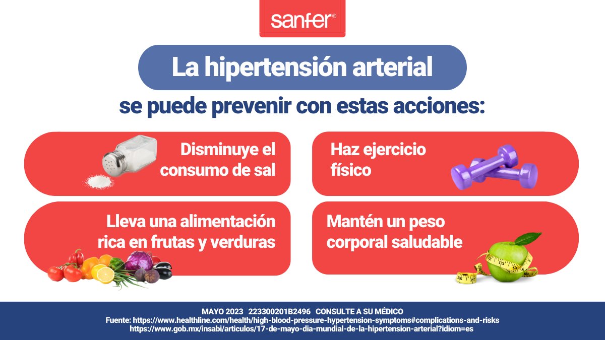 La #hipertensión arterial es una enfermedad crónica donde aumenta la fuerza con la que el #corazón bombea la sangre a las arterias. Con el paso del tiempo y sin ser tratada, puede llegar a ser mortal, por ello es muy importante tratar de prevenirla. #hipertensiónarterial #salud