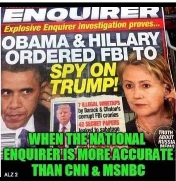TonemanLives's tweet photo. Imagine having to read the Enquirer to get any scoops on Corrupt Democrats, while the supposed kings of Primetime the Main Stream Media all bury the Truth while Slandering their opponents every chance they get https://t.co/i3o3ix7ViT