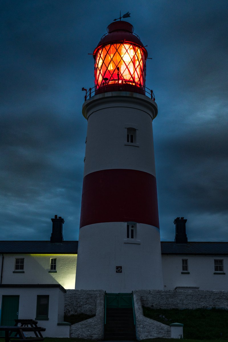 Souter lighthouse lit up tonight - rarely seen. 
@SouterNT @FujifilmUK @Adam_Harnett