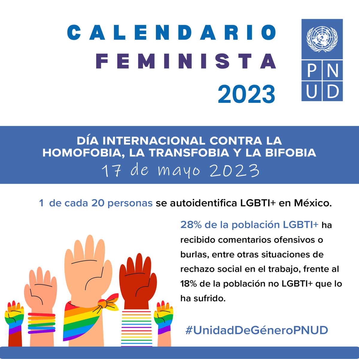 PNUD_Mexico's tweet photo. ¡No paremos nuestro camino hacia sociedades que respetan y reconocen la diversidad y derechos de las personas independientemente de su orientación sexual e identidad de género! #UnidadDeGéneroPNUD #CalendarioFeminista2023 https://t.co/EHlNWtLJlZ