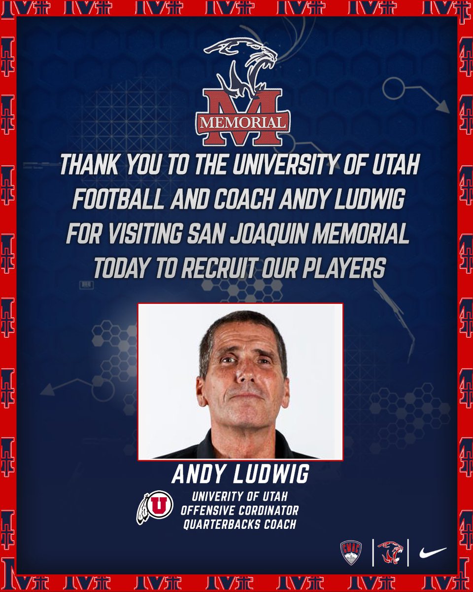 SJM would like to thank @Utah_Football Offensive Coordinator / Quarterbacks coach Andy Ludwig for visiting us yesterday to recruit our student athletes.

#SJMFootball | #PanthersFootball | #RecruitThePanthers