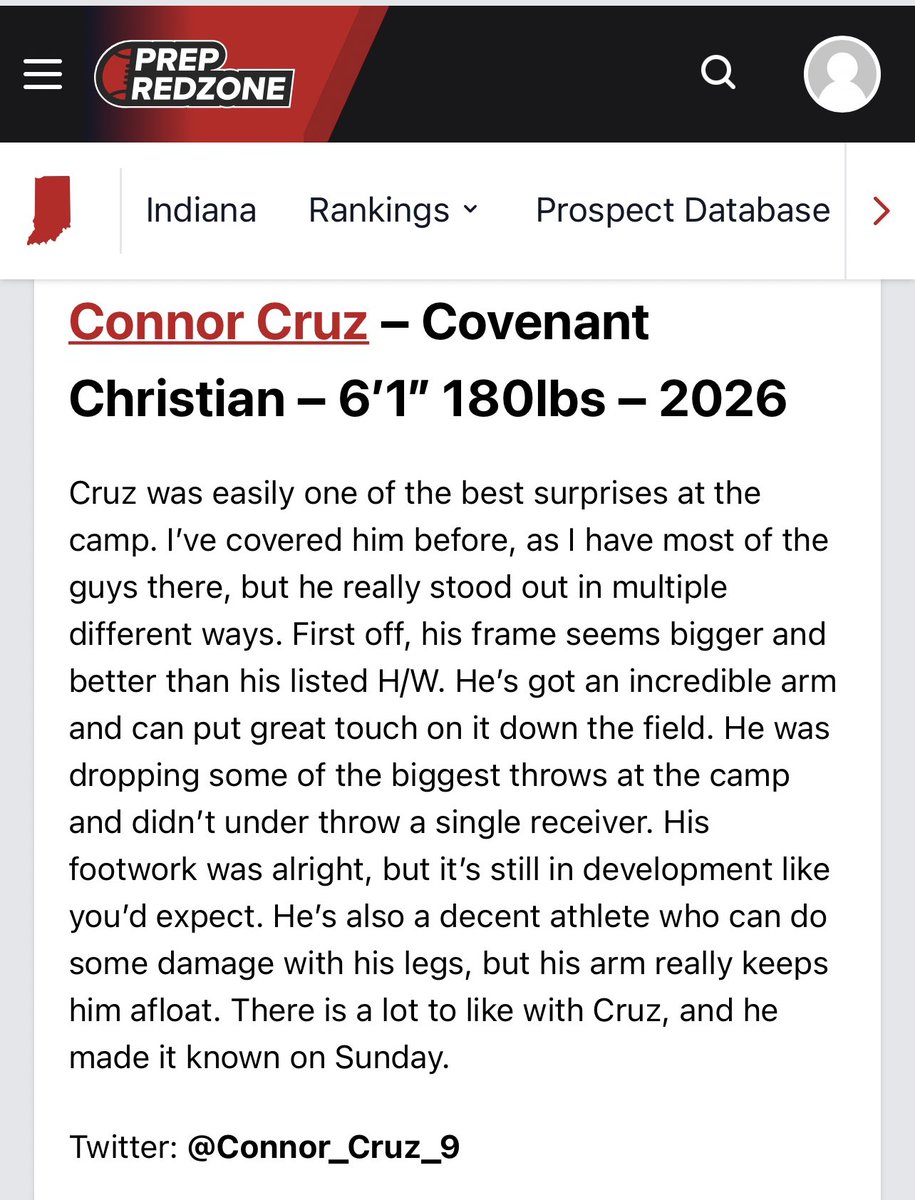 Thank you @FFBallAllDay for the write up! And thank you to Coach Morelli @xfactorQB for a great camp! @EvanCottle @Coach_Schulz_ @ShawnLyons1 @PrepRedzoneIN @qb1ndy @QBHitList @IndianaPreps