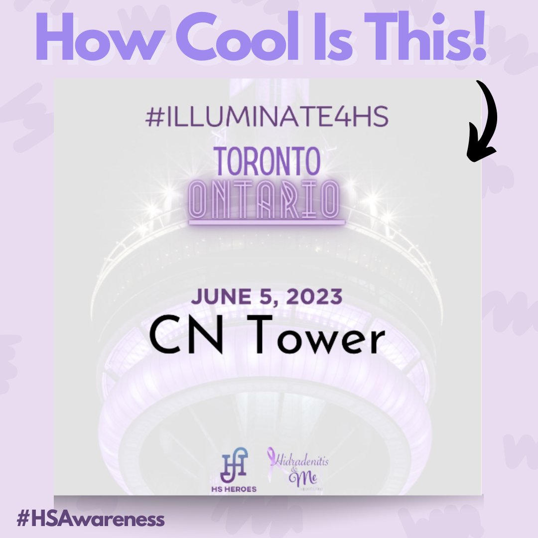 How cool is this?! HS Heroes and Hidradenitis & Me have organised for landmarks across Canada to be lit purple at sunset in support of HS Awareness Week (June 5 - 11, 2023) Check out their website for a full listing. ⁠ ⁠ #hsawarenessweek2023 #hscanada #hidradenitissuppurativa