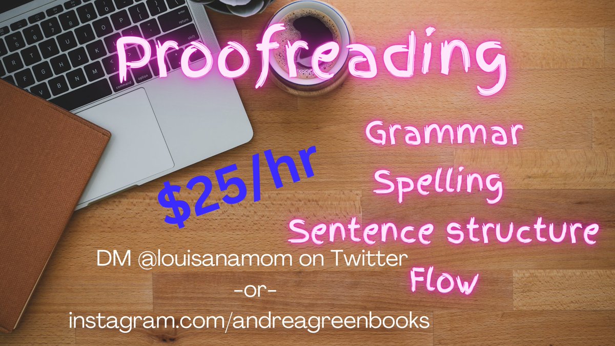 I understand how hard it is to proofread your work. I can help. I'm fast, thorough, and professional. I charge $25/hour, with an added charge if time is a concern. Or, if needed, we can structure a package to fit your needs and budget. 
#proofreading #services #WritingCommmunity