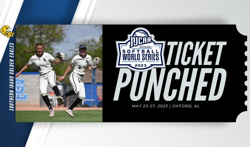 NJCAASoftball's tweet photo. The Golden Eagles are on their way to the World Series! 🦅 

Southern Idaho defeats Salt Lake 7-1 in the Rocky Mountain District championship to punch its ticket to the 2023 #NJCAASoftball DI World Series! 🎟️👊

https://t.co/fhzWjwahU5 https://t.co/vW3vUKnK2m