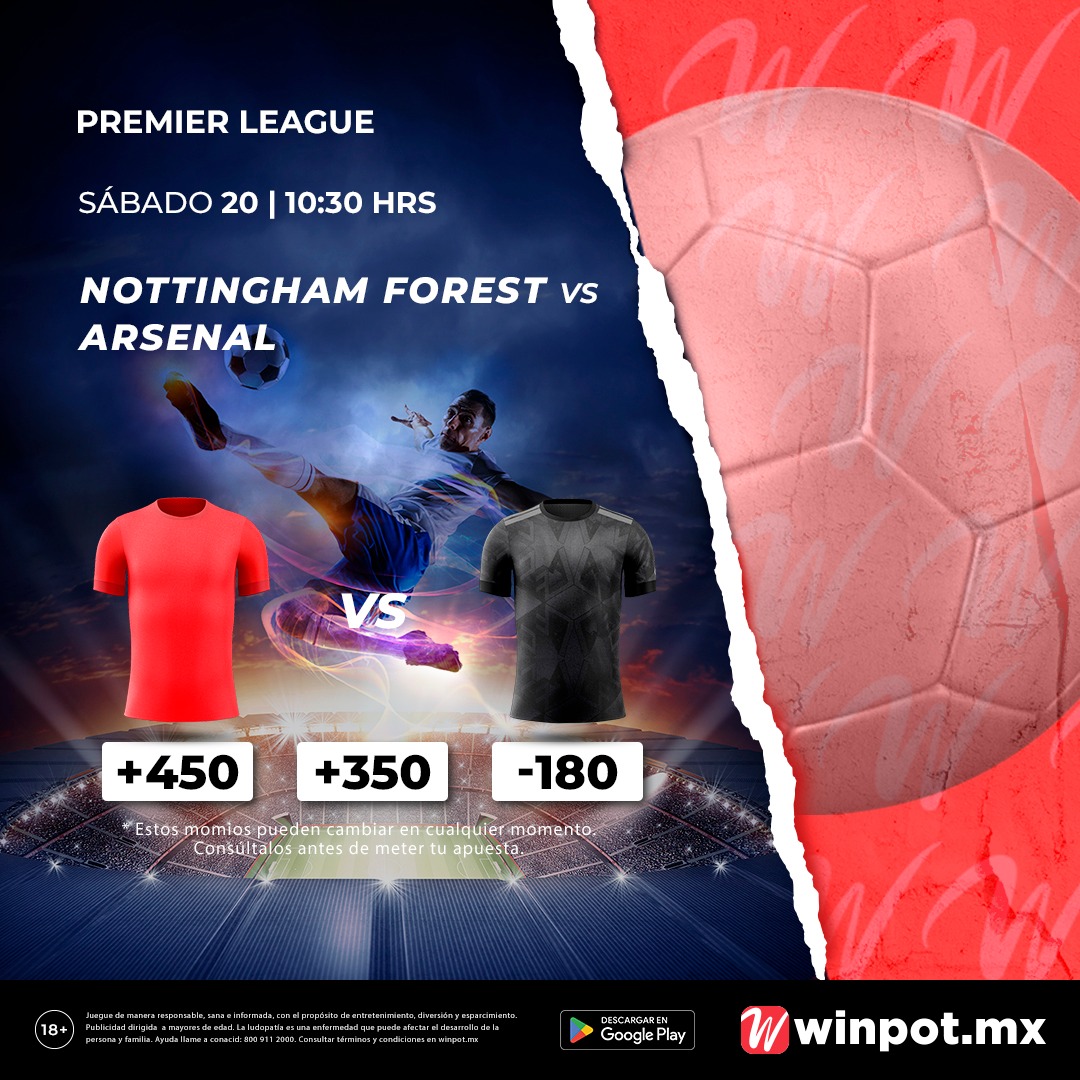 El #Arsenal aún se aferra al sueño de la #Premier, pero el #NottinhamForest no quiere caer a 2da. ¡Deja tu pronóstico en #WinpotMx usando el enlace del primer comentario!