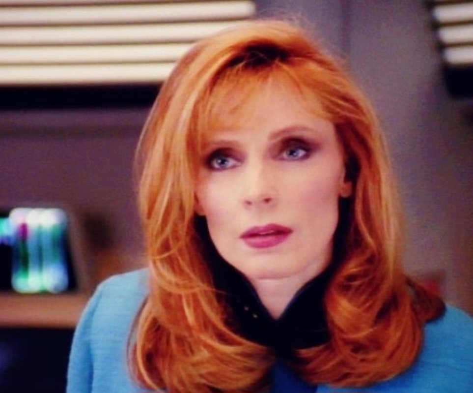 cmkhoman's tweet photo. Yes, Dr. Crusher, I am telling you the truth! I was nearly concussed by a seven year old.

#StarTrekLegacy #AdmiralBeverlyCrusher #BadAssBev #NeedMoreBev https://t.co/7bK3FCpK82