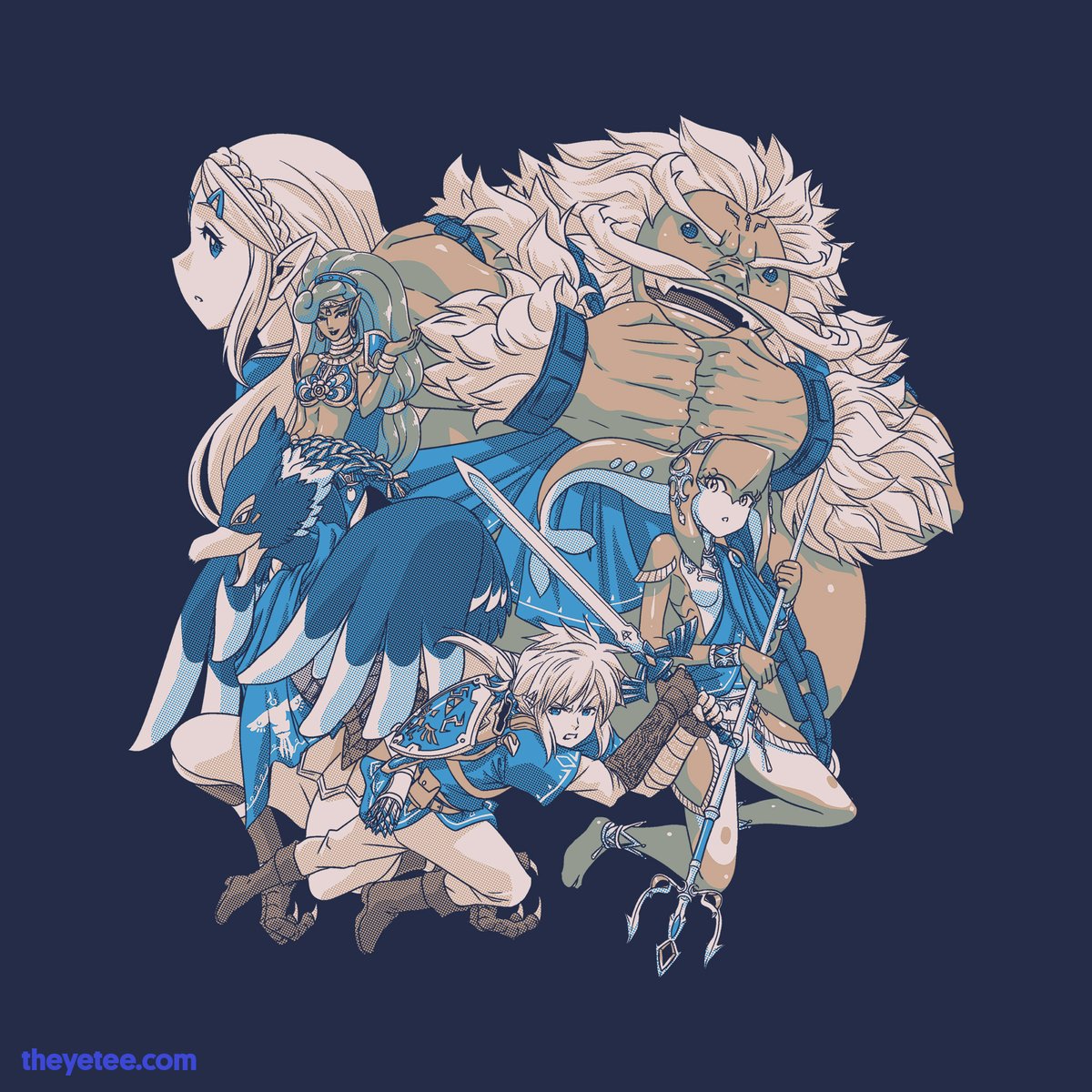 リンク(ゼルダの伝説) ,ゼルダ姫 「A true pantheon of champions! Designed b」|The Yetee 🌈のイラスト