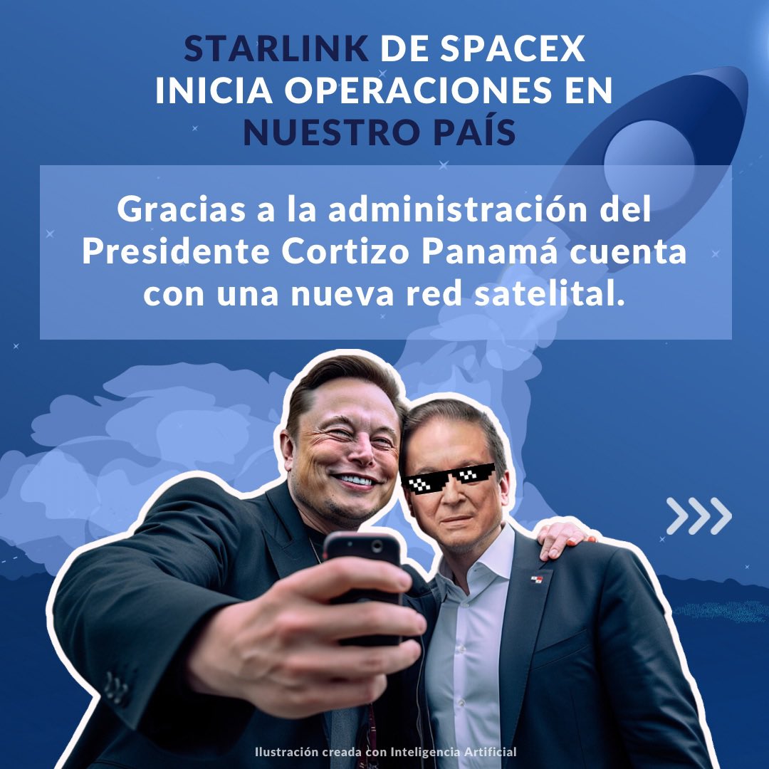 YoMeInformoPma's tweet photo. 🇵🇦👏Panamá se suma a lista de países que utilizan internet satelital de @elonmusk . El Presidente Cortizo anunció que @Starlink de @SpaceX, inicia operaciones en Panamá. 
#YoMeInformoPMA https://t.co/9yQwWQjuJ3