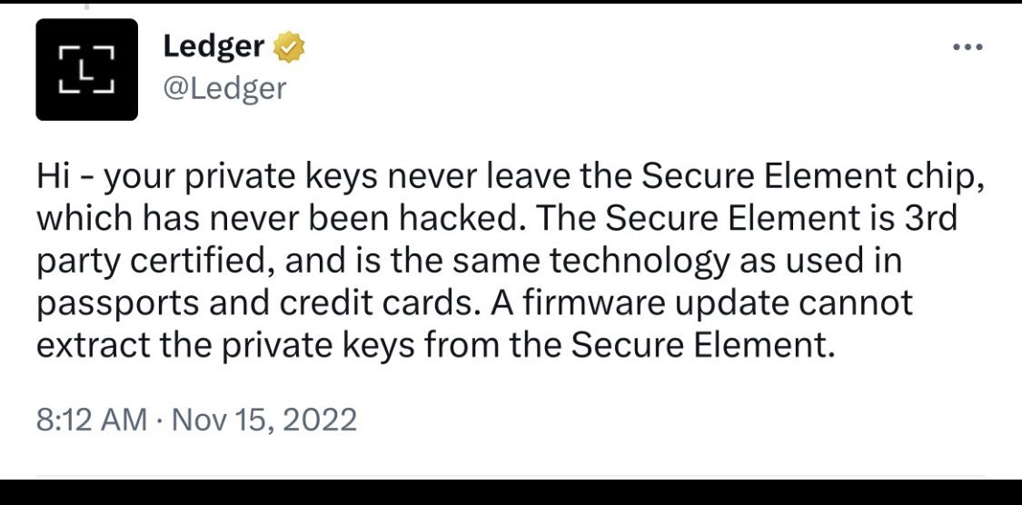 coreycosta123's tweet photo. @Ledger Honest question, how do you reconcile/explain these two paradoxical responses? I’d really like to know to share with my follower base. https://t.co/iHhGjb6G4R