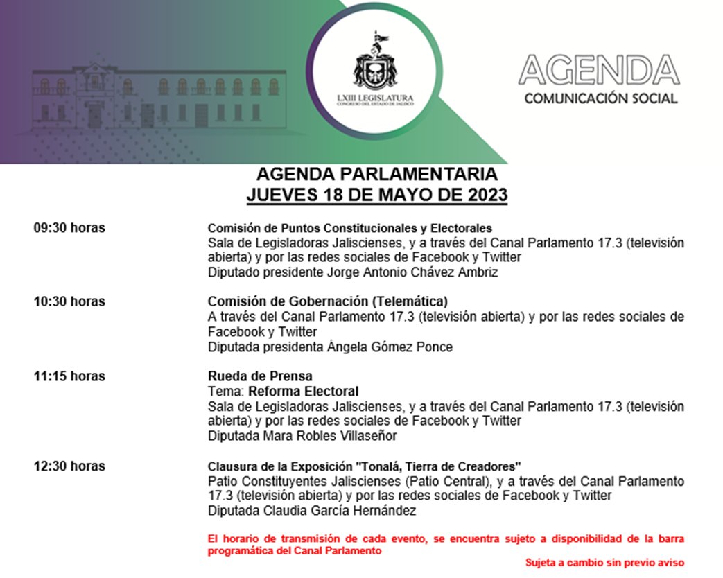 LegislativoJal: #AGENDA