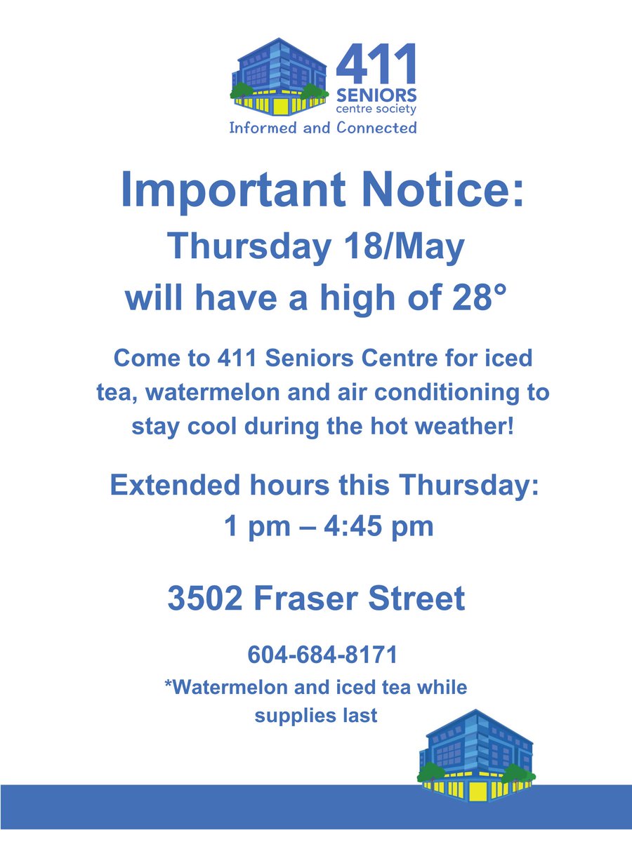 411Seniors's tweet photo. Beat the heat at 411 Seniors Centre - sorry open to seniors only... https://t.co/gfIIUlQAfy