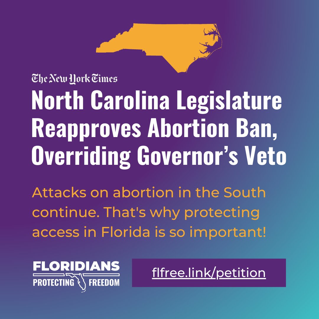 States across the Southeastern US are passing new abortion bans seemingly every day. With every further restriction, protecting access wherever we can becomes more critical.

Sign the petition now to put #AbortionOnTheBallot
flfree.link/petition
