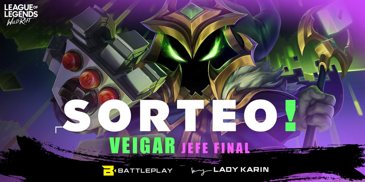 🕹️SORTEO VEIGAR JEFE FINAL 💚

💜Follow <a href="/LadyKarin_/">✨LadyKarin | 🏆 Torneos Gamer en Battleplay 💛</a> 
💜Follow <a href="/battleplaygc/">Battleplay</a>
🟣RT + comenta tu servidor (LAS/LAN)   
🟣Menciona 2 amigos + Like

🥳Los ganadores se darán a conocer el 29/05

  #WildRift #arcade #arcadia  #Battleplay #veigar #skin #WildRiftxArcadia #WildRiftPartner