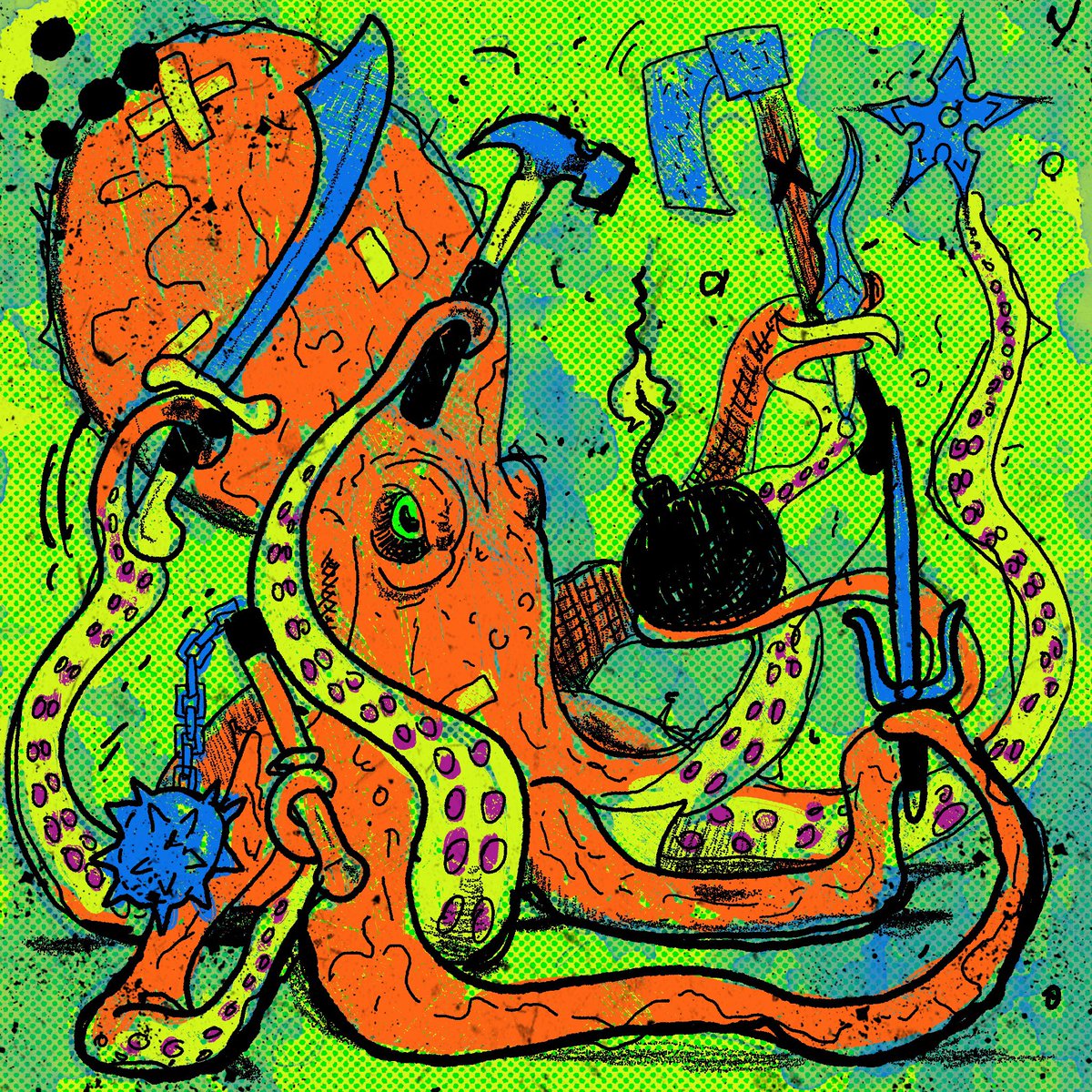 30 Days Of Critters, Day 17: Heavily Armed Octopus
#30DaysOfCritters #artistsontwitter #illustration #octopus