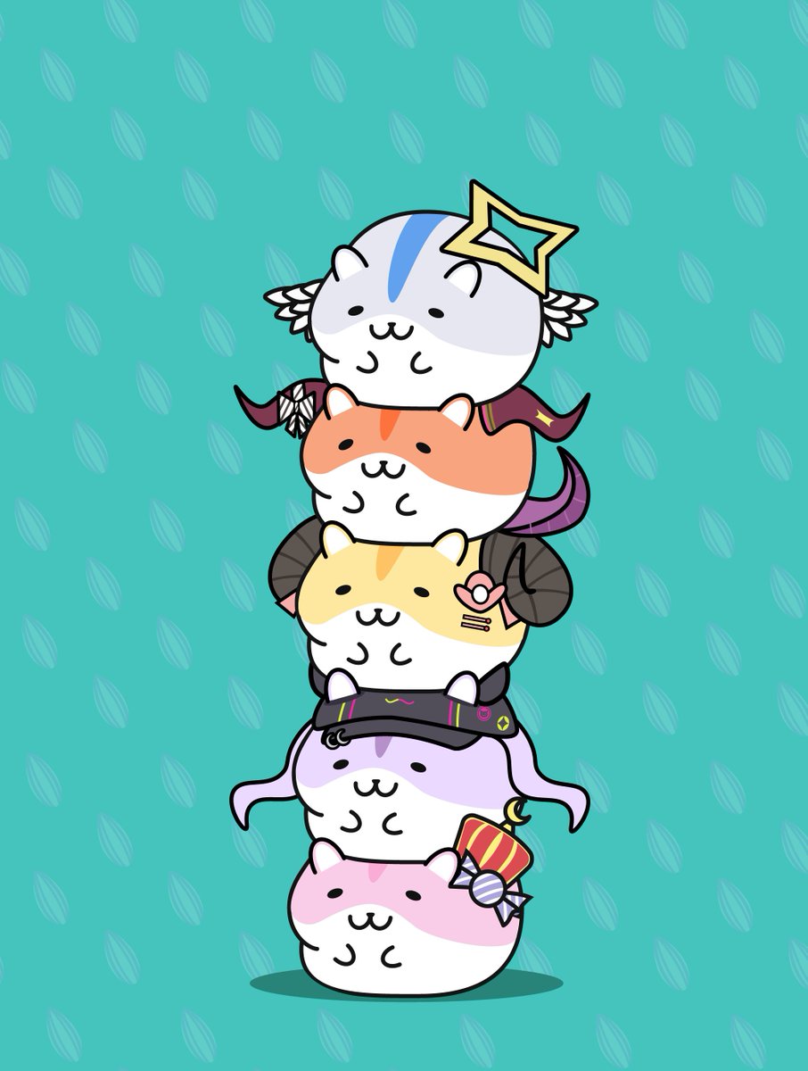 shirogane noel ,usada pekora no humans :3 cat hat blue background twin braids rabbit  illustration images