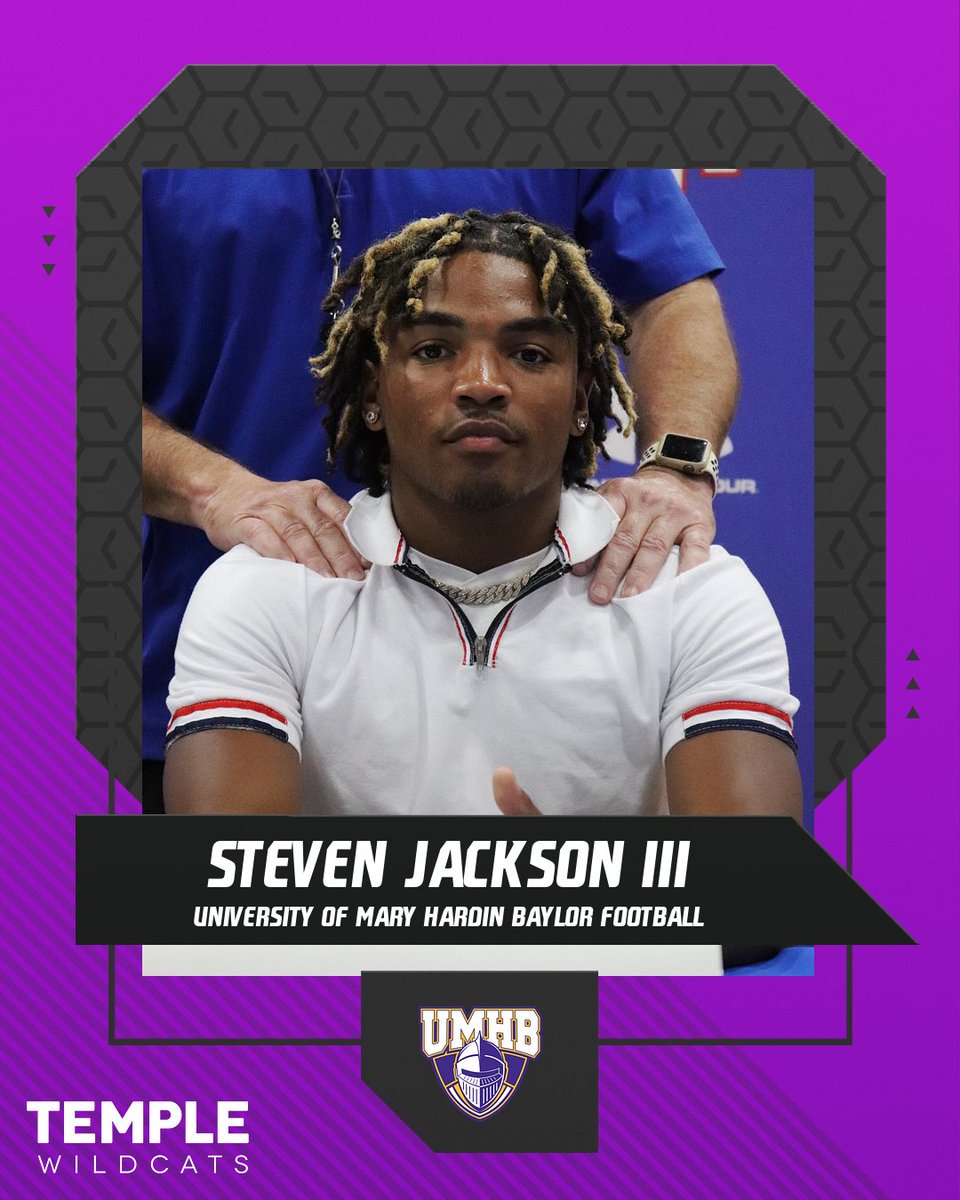 templewildcats's tweet photo. Congratulations to Steven Jackson III who announced today that he will continue his academic and athletic career at the collegiate level. Steven will continue his career with the University of Mary Hardin Baylor Football Program. https://t.co/8IZUNv3cNa