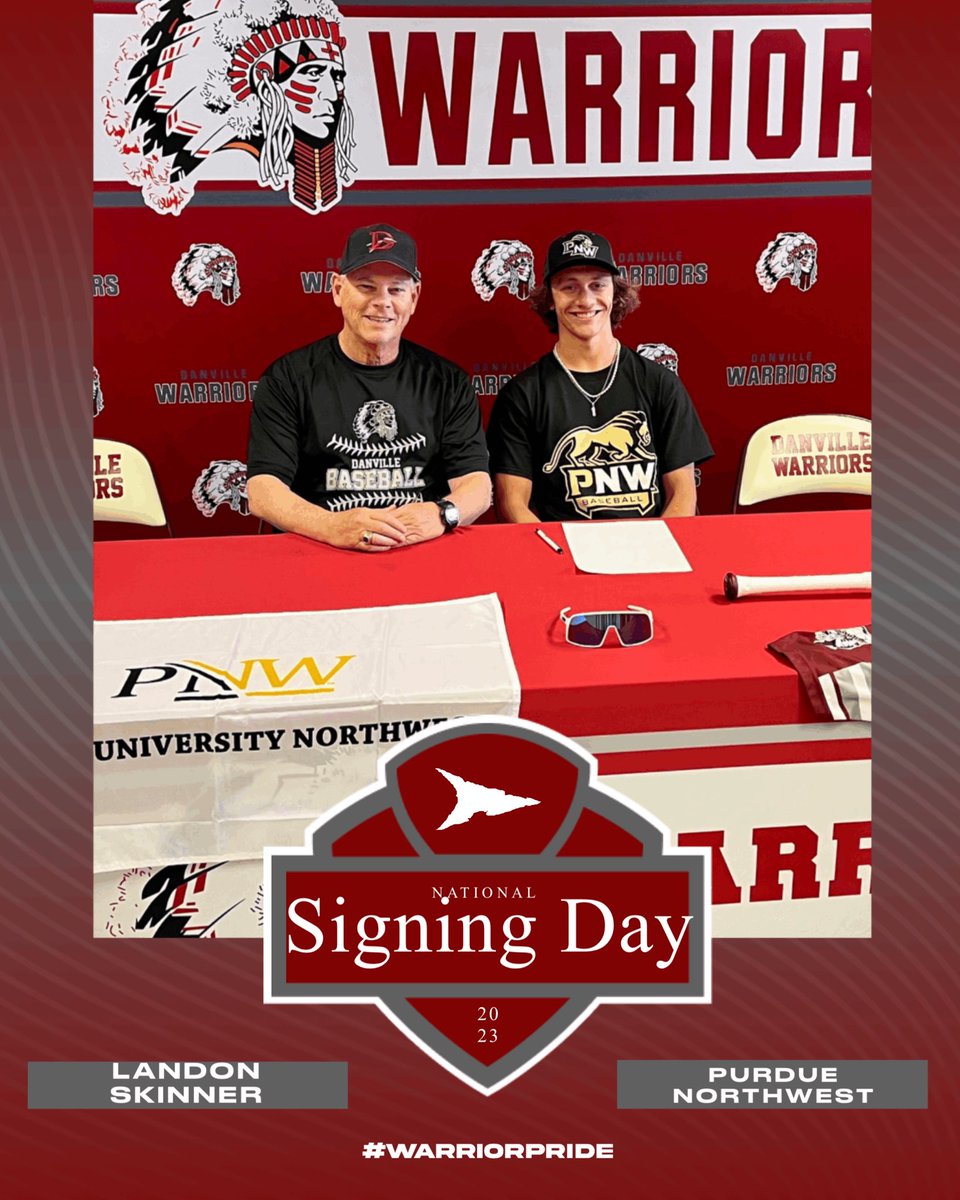 Congrats to <a href="/DanvilleWarrior/">Danville Baseball</a>’s Landon Skinner for signing his Letter of Intent to play for <a href="/PurdueNorthwest/">Purdue Northwest</a>! #WarriorPride