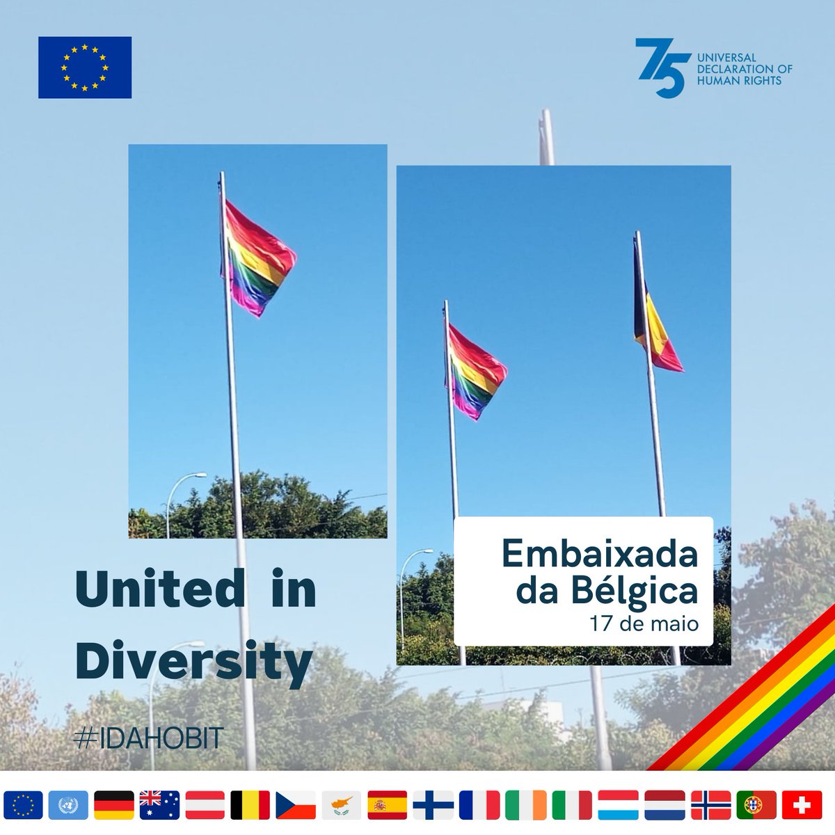 UEnoBrasil's tweet photo. Embaixada da Bélgica no Brasil | @BEembassyBrazil 

Sempre Juntos – Unidos na #Diversidade 🏳️‍🌈

#EU4LGBT #IDAHOBIT2023 #IDAHOT #StandUpForHumanRights https://t.co/7km5zLelC2