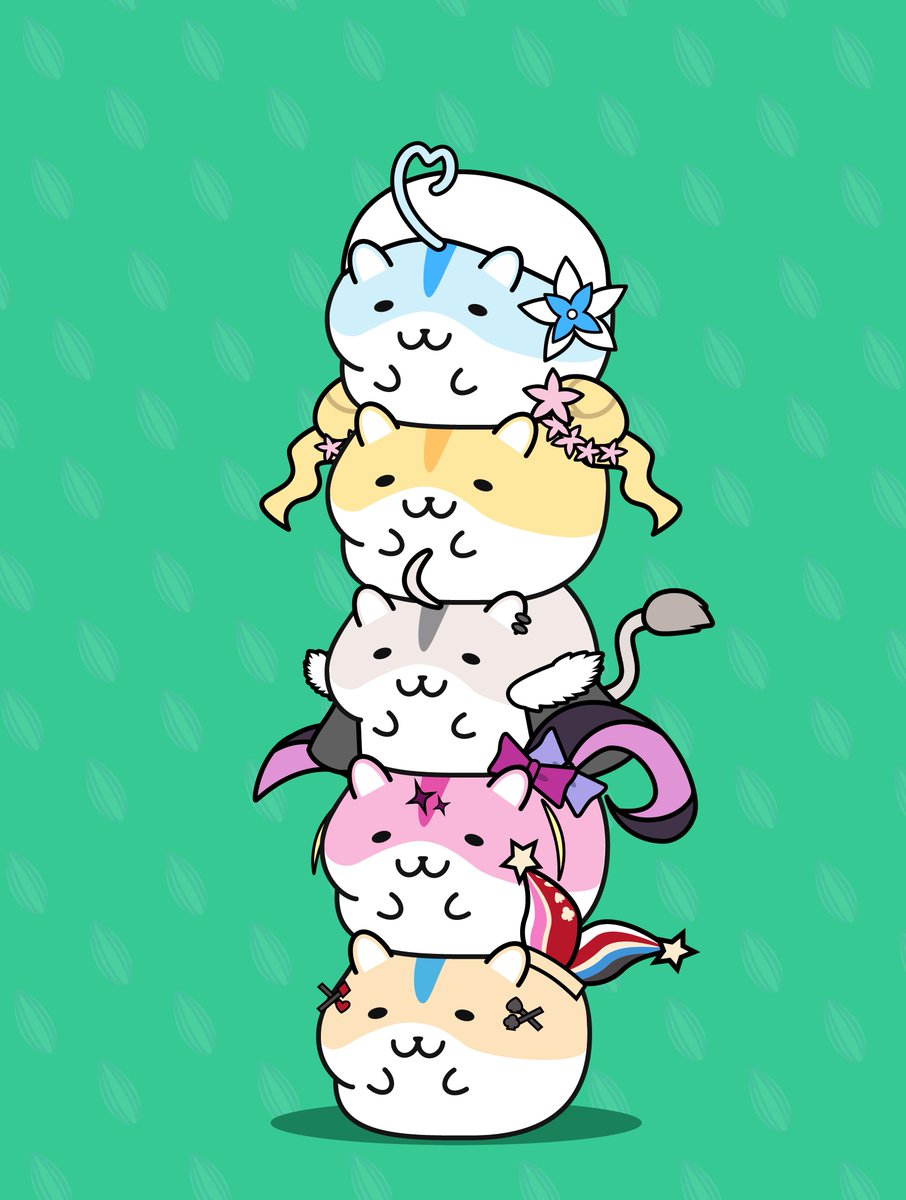 shirogane noel ,usada pekora no humans :3 cat hat blue background twin braids rabbit  illustration images