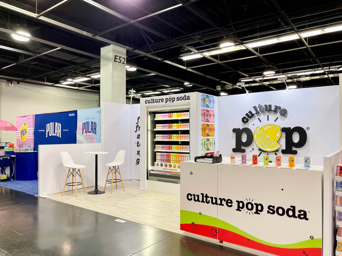 goodtmcreative's tweet photo. Stay tuned to see this 10x20 @drinkculturepop booth break down into a 10x10 cutie at next week's #NationalRestaurantShow in Chicago! 🌟🍋 #exhibitiondesign #cpg #goodtimecreative #expowest #npew #culturepop #restaurantshow #drinkculturepop #tradeshowbooth #consumerbrands #omgcpg https://t.co/oZHuocxQ9D