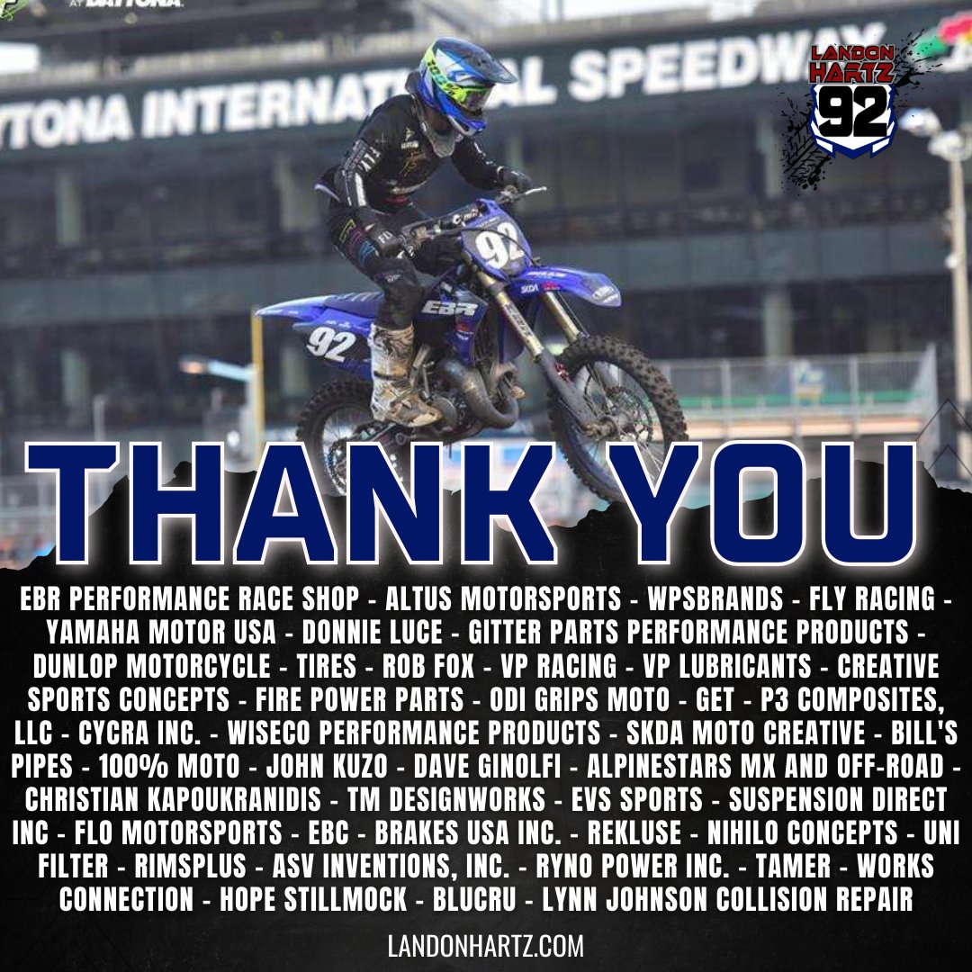 Thankful for our team!

#LandonHartz #ChelseaAL #Alabama #BirminghamAL #Motorsports #Motocross #blucru #ShelbyCountyAL #AlabasterAL #AtlantaGA #InvernessAL #GardendaleAL #HooverAL #CaleraAL #IrondaleAL #PelhamAL #Yamaha #EBRPerformance #MillsapsTrainingFacility