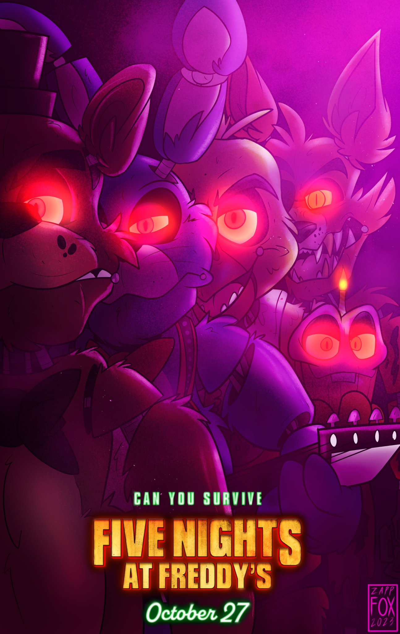 Can you survive Five nights at Freddy's (FNAF MOVIE POSTER Redraw