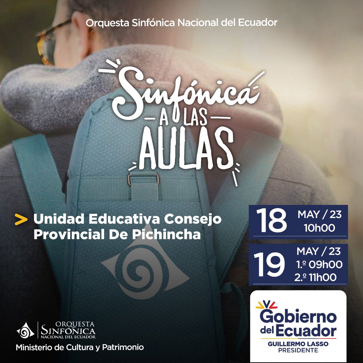 sinfonicaosne's tweet photo. #Didactico :: 🎶🎹 ¡Más música sinfónica desde el sur de Quito! Este 18 y 19 de mayo, la Orquesta Sinfónica Nacional del Ecuador presentará 3 conciertos didácticos en la Unidad Educativa Consejo Provincial De Pichincha.
@Cultura_Ec
#SomosOSNE https://t.co/cQcMt7OVZg