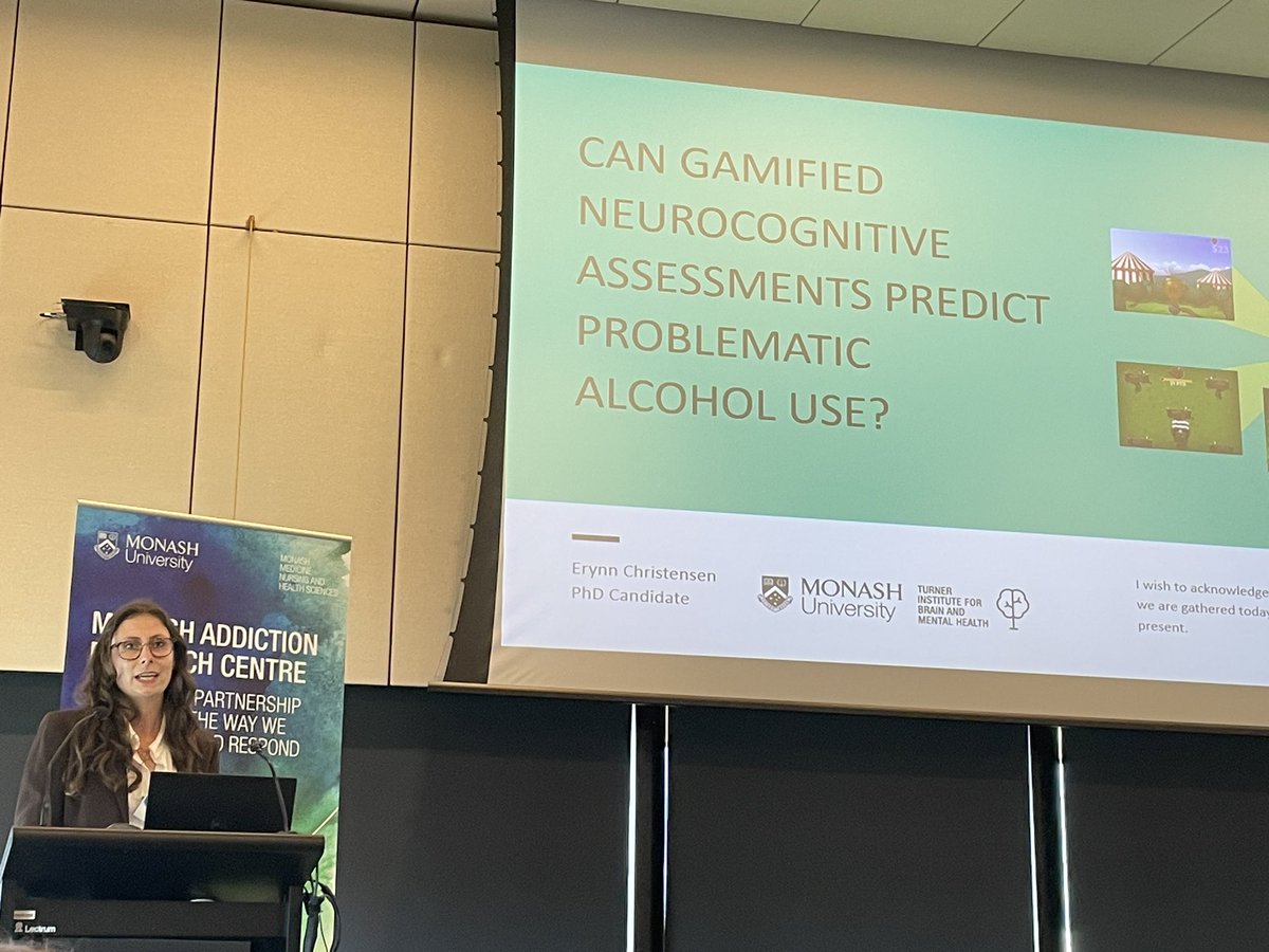 The role of gamified assessments in predicting alcohol use <a href="/ErynnChristens1/">Erynn Christensen (she/her)</a> #marc23 <a href="/turnerinstitute/">Turner Institute for Brain and Mental Health</a> . 21st c neuropsychology!