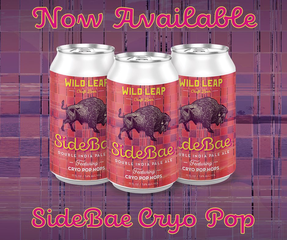 🍻NEW BEER ALERT🍻 SideBae Cryo Pop (7.6% ABV) is here! Featuring Cryo Pop hops, this tropical, delicious edition of SideBae is now available at your favorite retailers and the taproom starting this week.

FIND: wildleap.com/find

#wildleap #staywild #sidebae #cryopophops