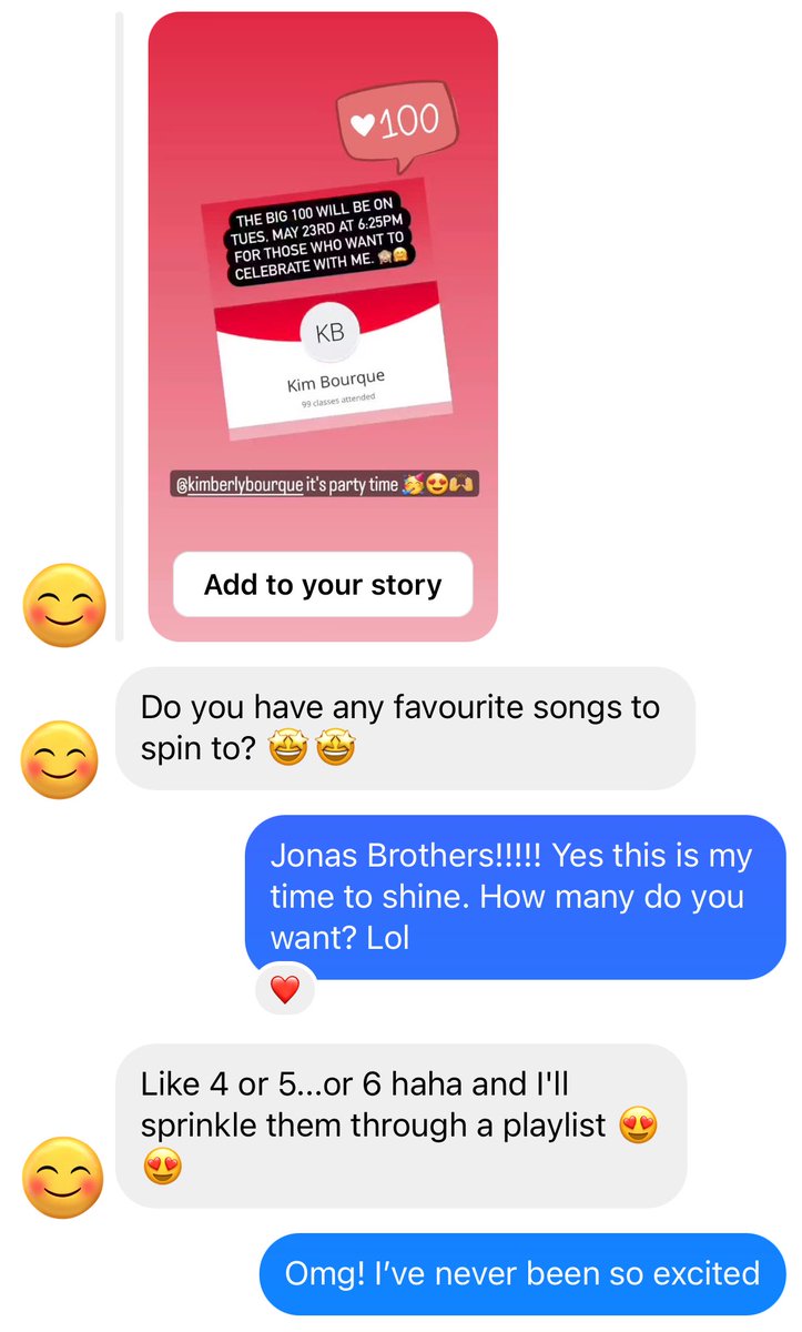 kimberlybourque's tweet photo. Hey @jonasbrothers! It’s my 100th spin ride next Tuesday and the instructor asked if I have any song requests. I said you guys of course! But now I need to choose six songs. What songs should be added to the playlist to help me celebrate? 🎉🚴🏻‍♀️
@joejonas @nickjonas @kevinjonas https://t.co/dRwJrT5pUS