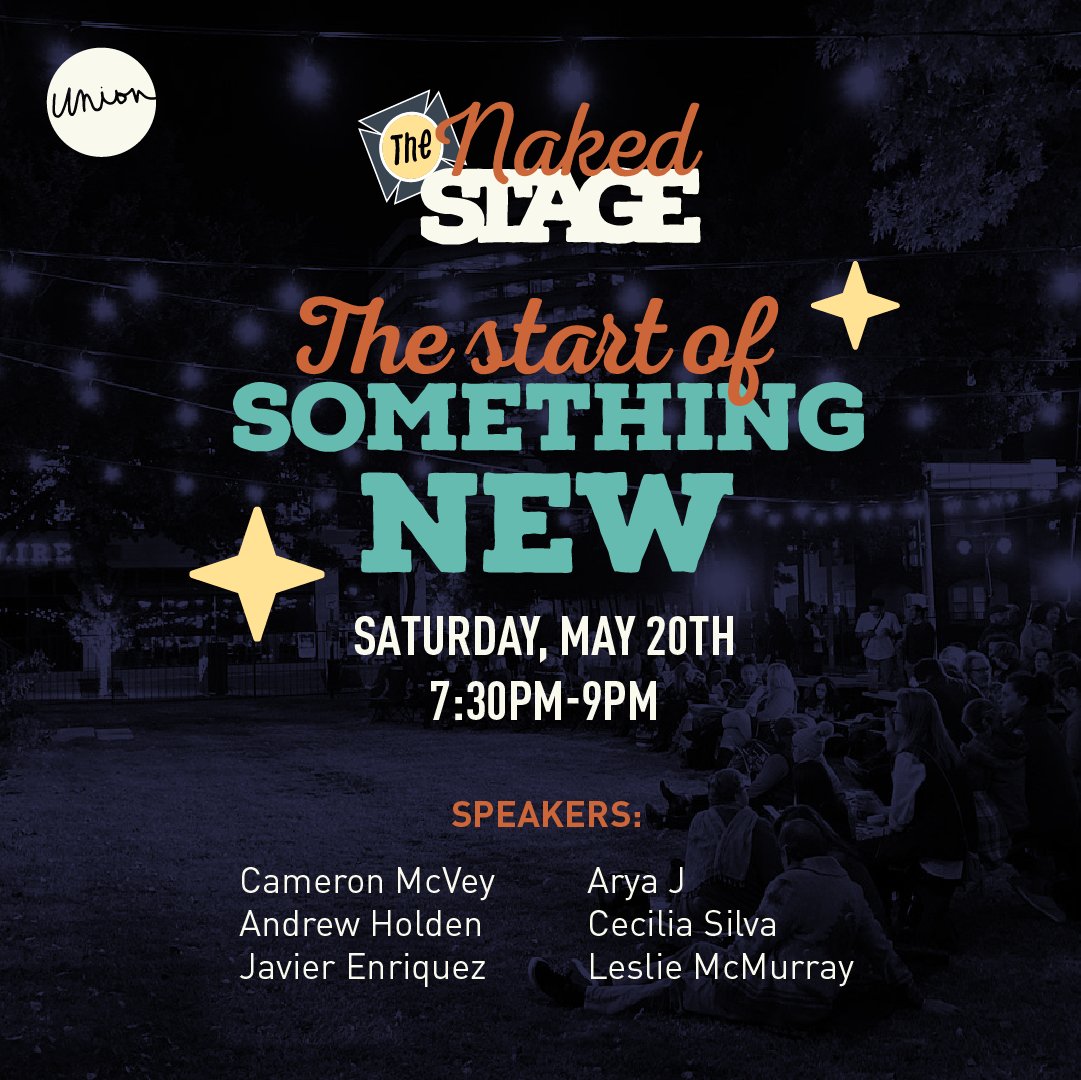 Uniondallas's tweet photo. Come join us this Saturday for an unforgettable evening of stories at The Naked Stage: Start of Something New! Starting at 7:30 pm, come celebrate life milestones with us, tickets are free! Get yours here: https://t.co/wjZLvs2Tnc https://t.co/Nv2Vu0bY60