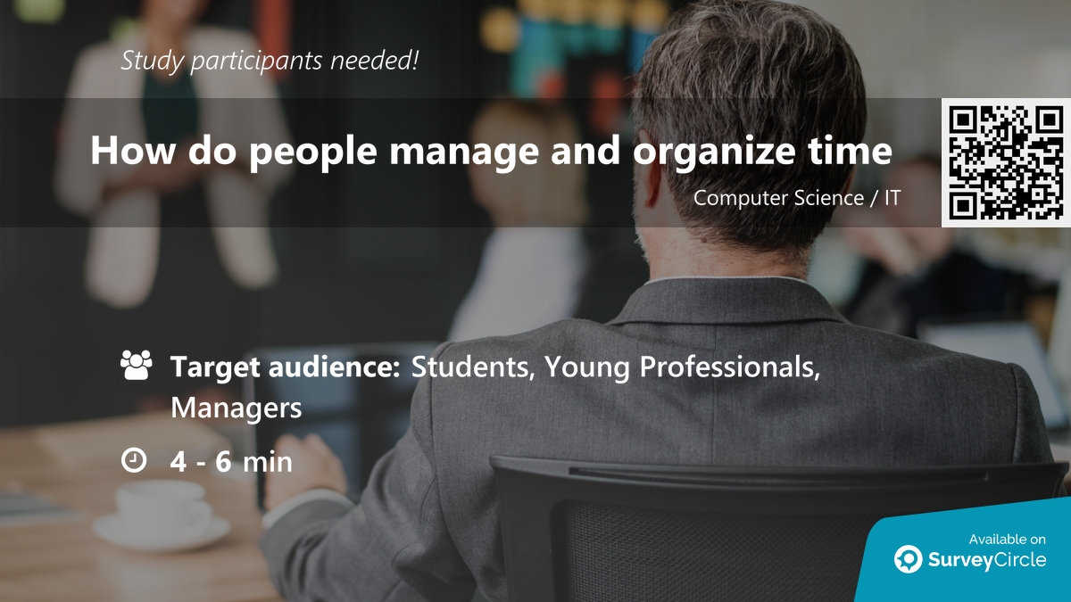 daily_research's tweet image. Participants needed for online survey!

Topic: &quot;How do people manage and organize time&quot; surveycircle.com/XKF42S/ via @SurveyCircle #ieuniversity

#time #TimeManager #TaskManager #productivity #organization #app #IeUniversity
