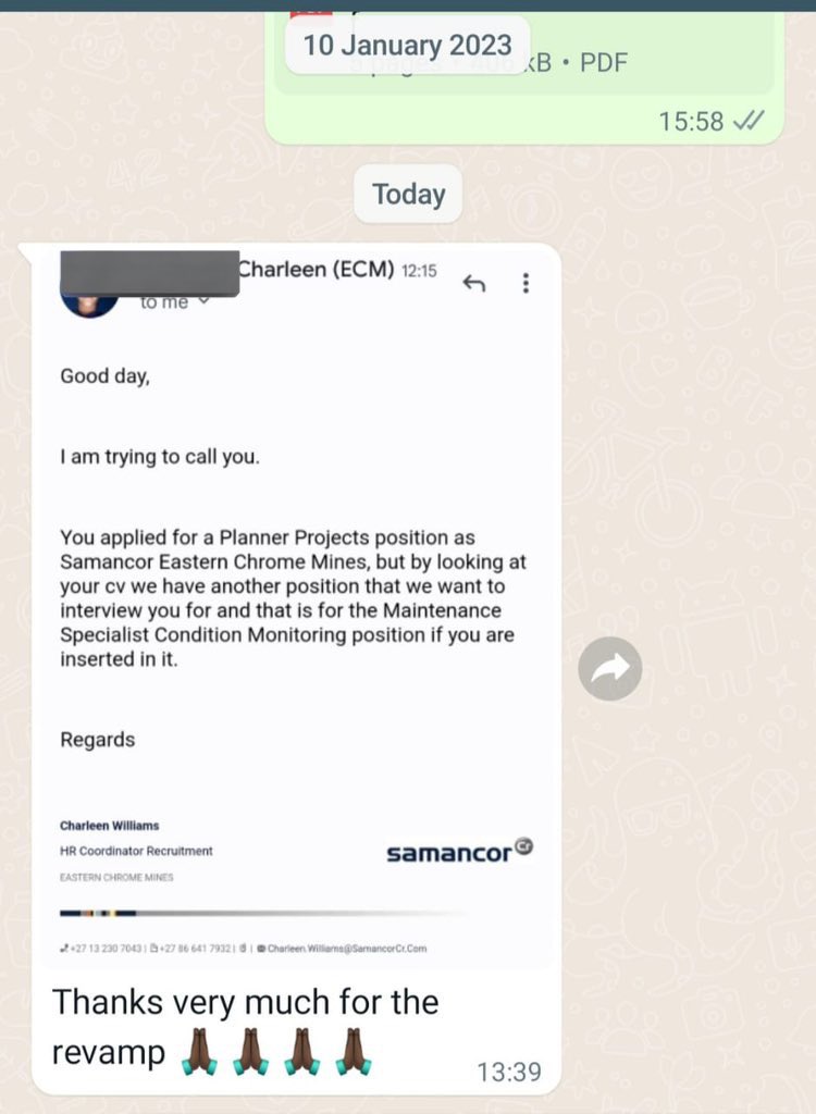 ZamakonkeK's tweet photo. Allow Experts to Revamp your cv to Increase your chances of getting Hired!

Cover letter costs R50📝❤ 
CV (Prices From R80)📝❤

Whatsapp link:📲(https://t.co/VoTRcKRbyy) or 078 848 6818 

[TESTIMONIES, VIEW THE THREAD] https://t.co/idvbDmxFxB