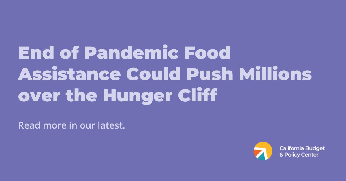CalBudgetCenter's tweet photo. NEW: End of Pandemic Food Assistance Could Push Millions over the Hunger Cliff
Raising CalFresh monthly benefits and expanding eligibility could keep food on the table for millions of Californians. #HungerActionWeek
โก More from @MLSaucedo in our latest: https://t.co/LZtKfNzKCL https://t.co/nd16OSNNnm